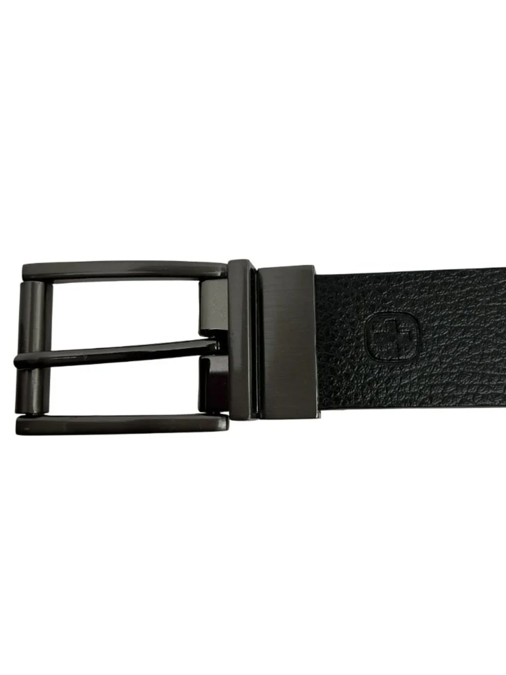 New Wenger Swissgear Reversible Pebbled Leather Belt With Gunmetal Buckle Mens B